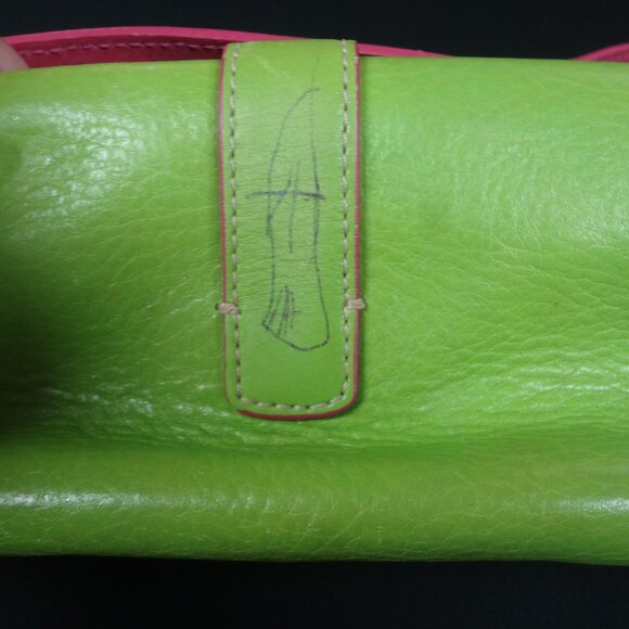 VINTAGE DOONEY & BOURKE LIME GREEN Y2K PURSE TOTE (PEN ON BACK C PICS) - Picture 7 of 15
